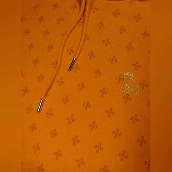 OVO MONOGRAM October's Very Own Drake Logo Terry Cloth Orange Hoodie mens Small - Picture 3 of 14
